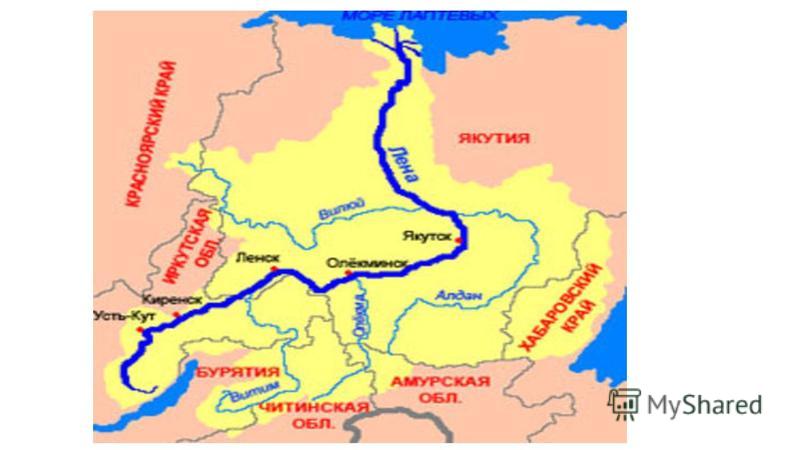 Карта реки лена от истока до устья