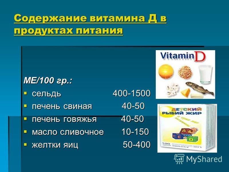 Продукты с содержанием витамина д