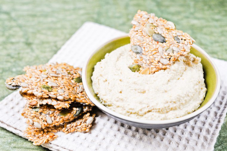 Flax Seed Crackers and Hummus