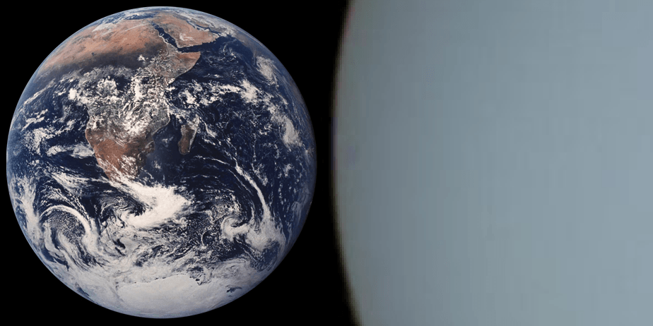 Сравнение Земли и Урана 