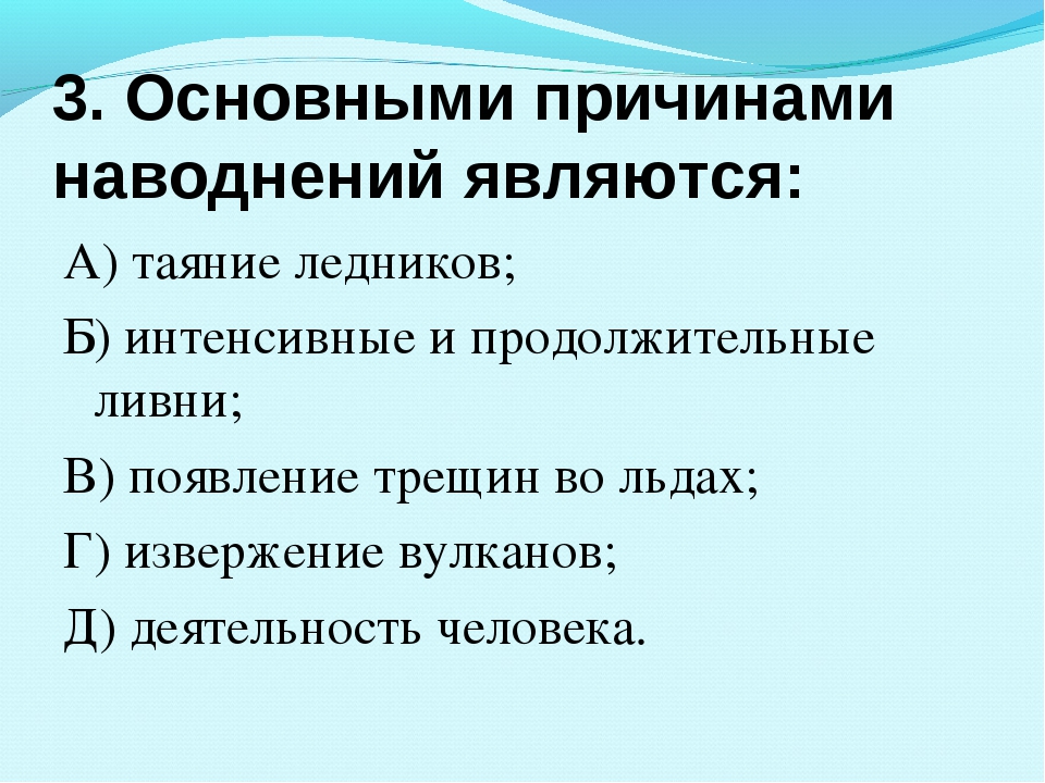 Причины затопления