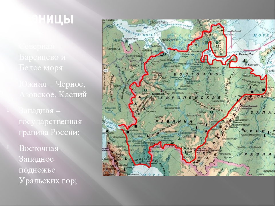 Карта восточно европейской равнины контурная 8 класс