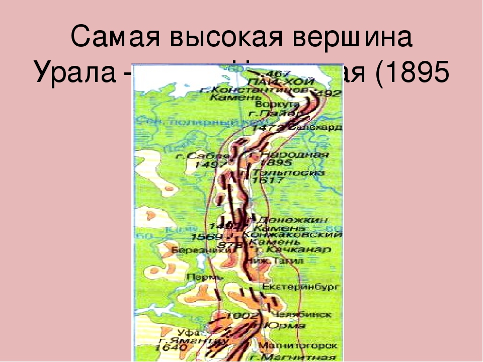 Гора народная на карте Урала. Уральские горы наивысшая точка на карте. Самая высокая гора на Урале на карте. Уральские горы высшие точки.