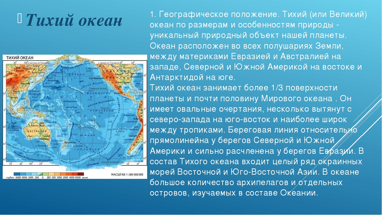 Описание тихого океана по плану 6 класс география