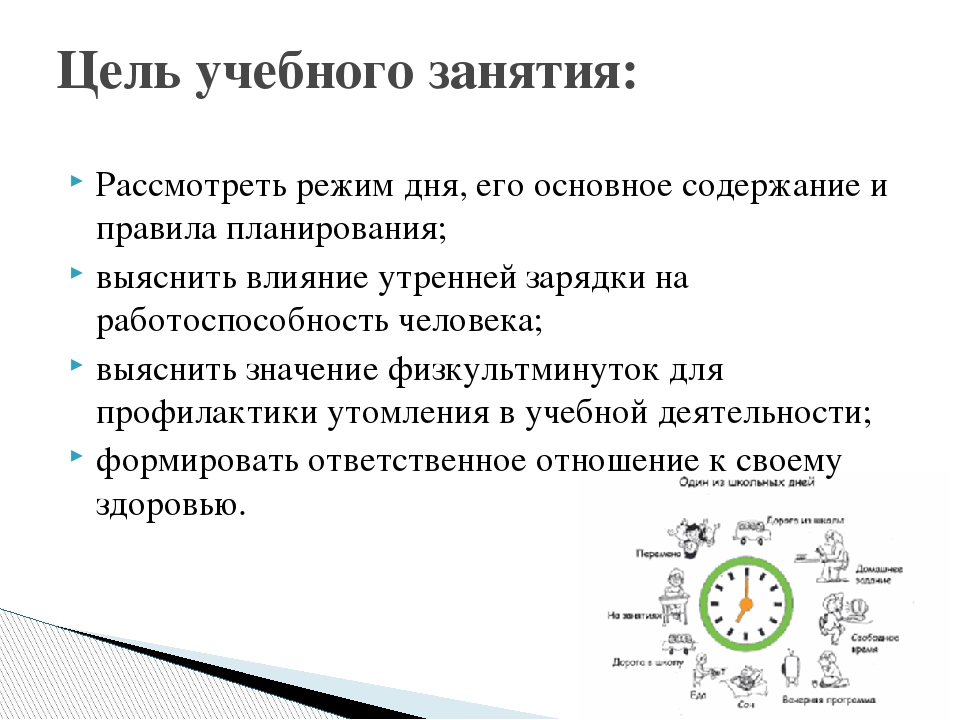 Режим дня презентация обж