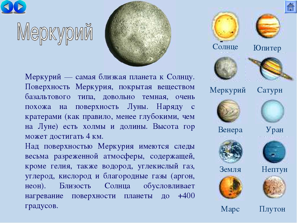 Меркурий информация для презентации