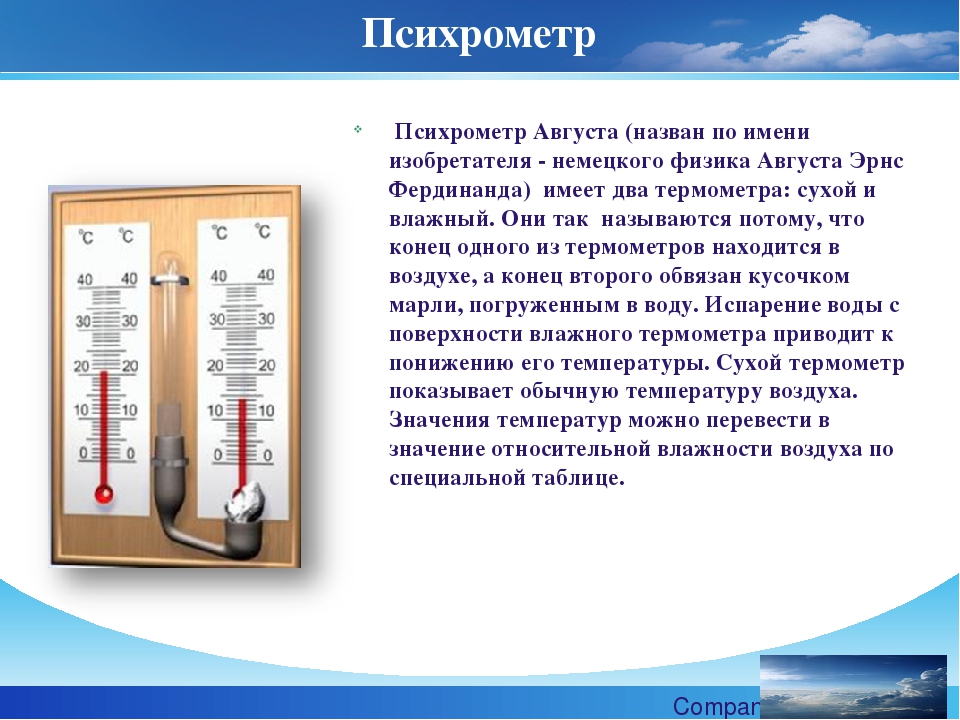 Проект по физике влажность воздуха