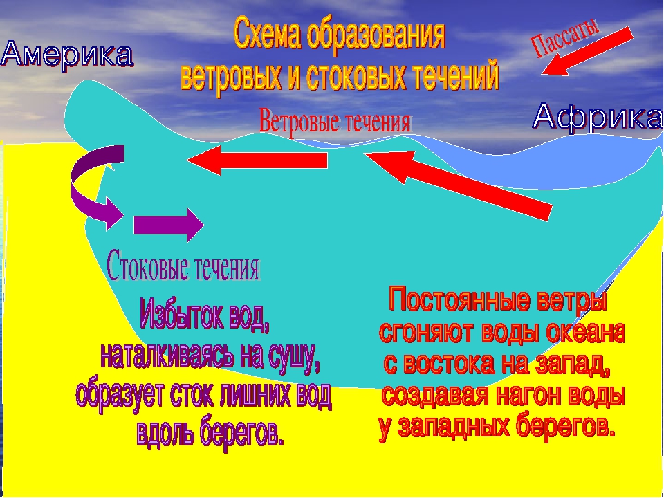 Значение течений. Ветровые и стоковые течения. Стоковые течения. Сточные морские течения. Ветровые течения мирового океана.