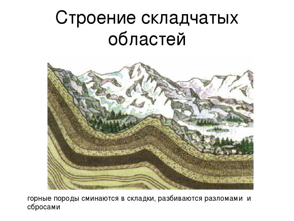 Рельеф тектоническая основа. Складчатые структуры земной коры. Строение складчатой области. Строение складчатых гор. Горно складчатые области.