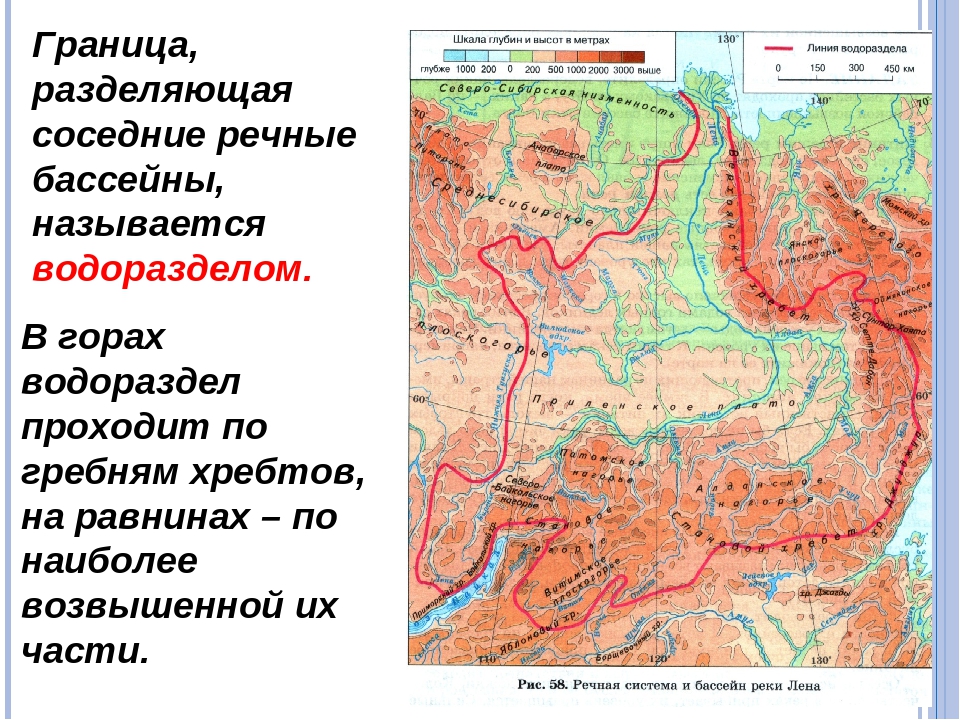 Границы бассейна реки. Бассейн реки Лена. Граница разделяющая соседние речные бассейны. Границы бассейна реки Лена. Водораздел реки Лена.