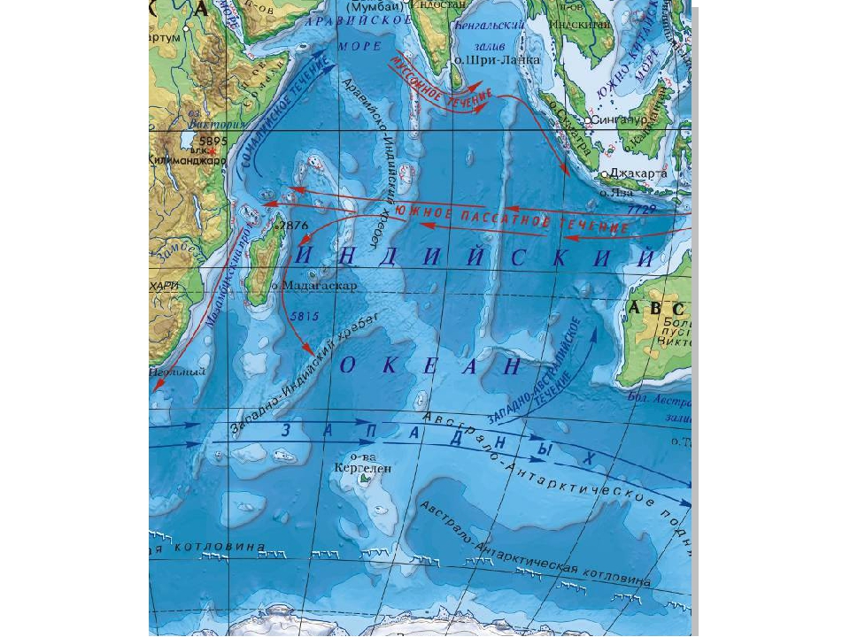 Море расположенное на северо востоке. Рельеф дна индийского океана. Карта глубин индийского океана. Рельеф дна глубины индийского океана. Индийский океан географическая карта.