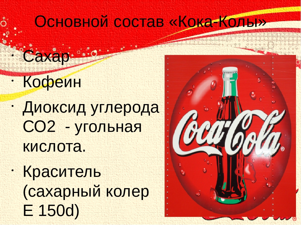 Этикетка Кока колы. Из чего состоит Coca-Cola. Перевод слово кола