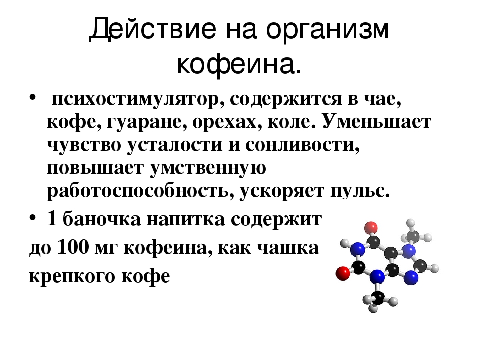 Влияние кофеина на организм презентация