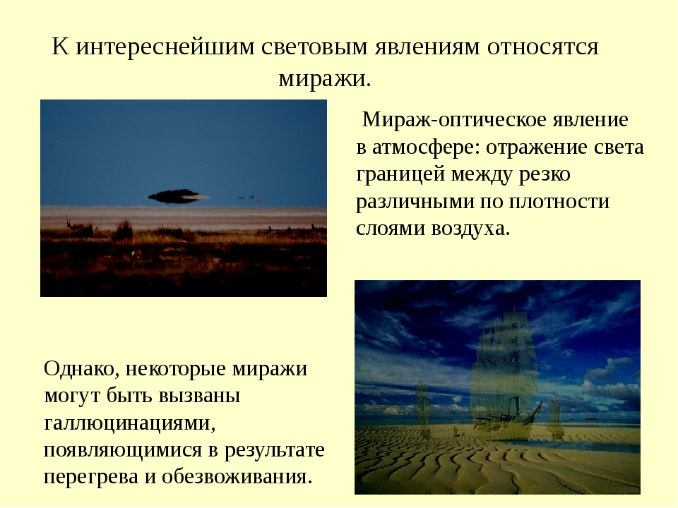 Отражение явление в природе. Мираж атмосферные оптические явления. Мираж физика явления. Мираж оптическое явление. Явления в атмосфере Мираж.