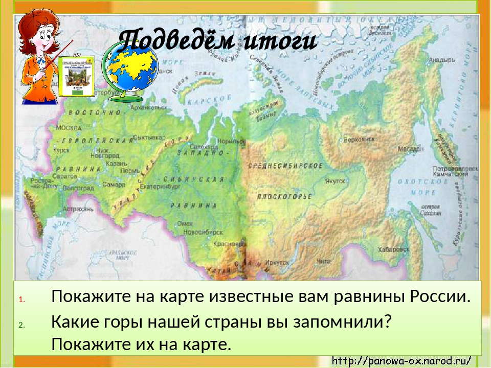Подпишите названия равнин расположенных. Карта равнины и горы России 4 класс окружающий мир. Физическая карта России 4 класс окружающий мир равнины. Равнины России на карте. Название равнин на карте.
