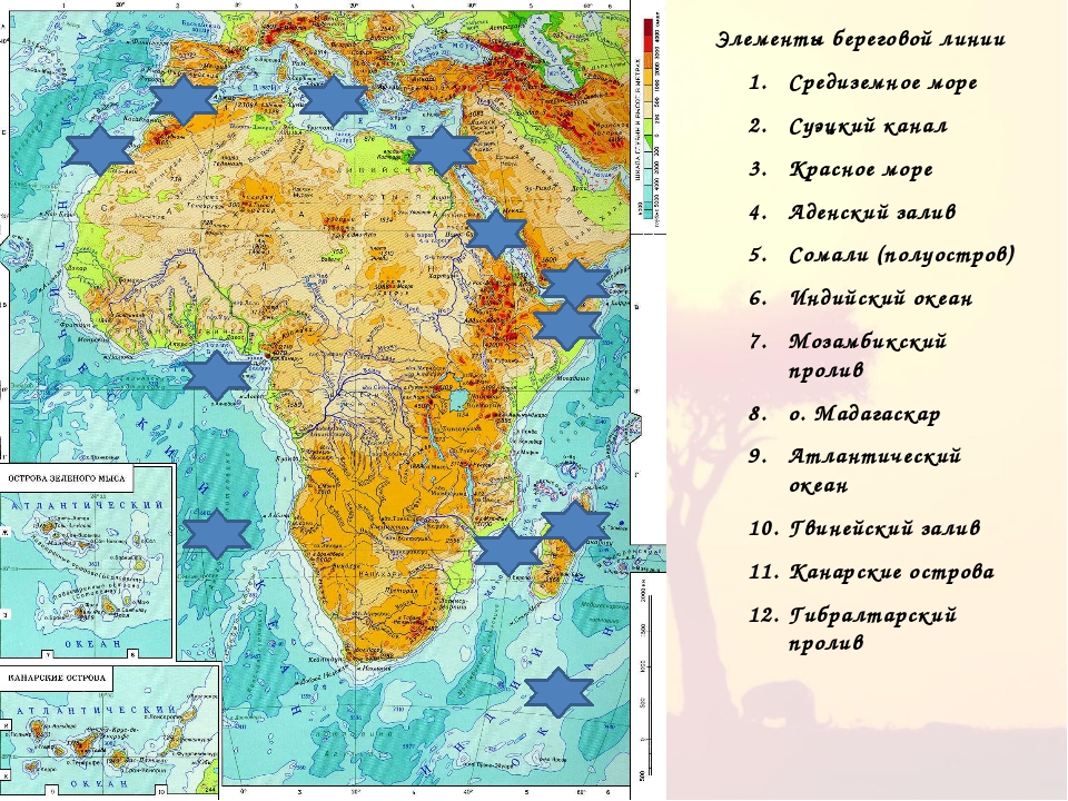 Горы атлас на контурной карте 7 класс. Береговая линия Африки на карте. Элементы береговой линии Африки. Названия крупных географических объектов береговой линии Африки. Элементы береговой линии материка Африка.