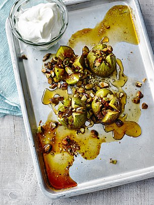 Roasted figs with pistachio nuts