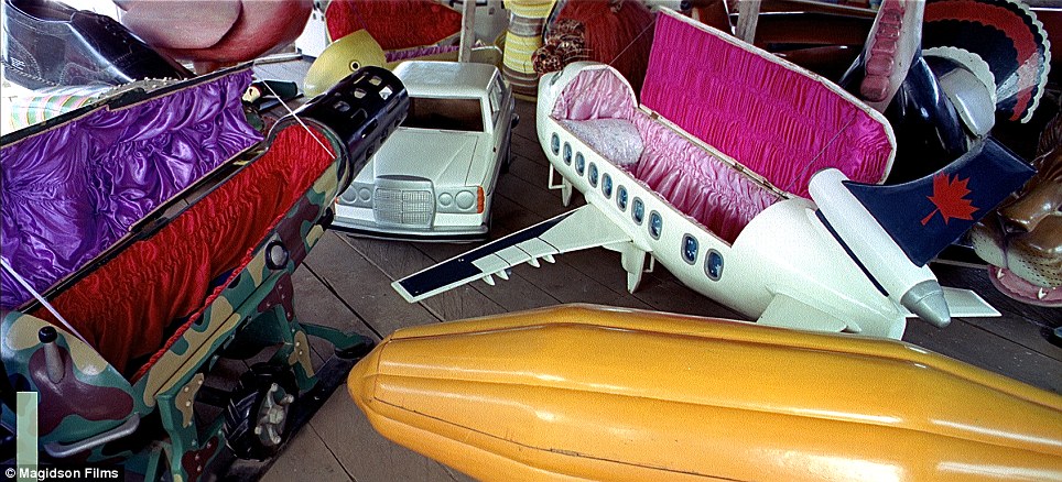 One way journey: Fantasy coffins - from airplanes to missiles and motor cars - are some of those available in Accra, Ghana
