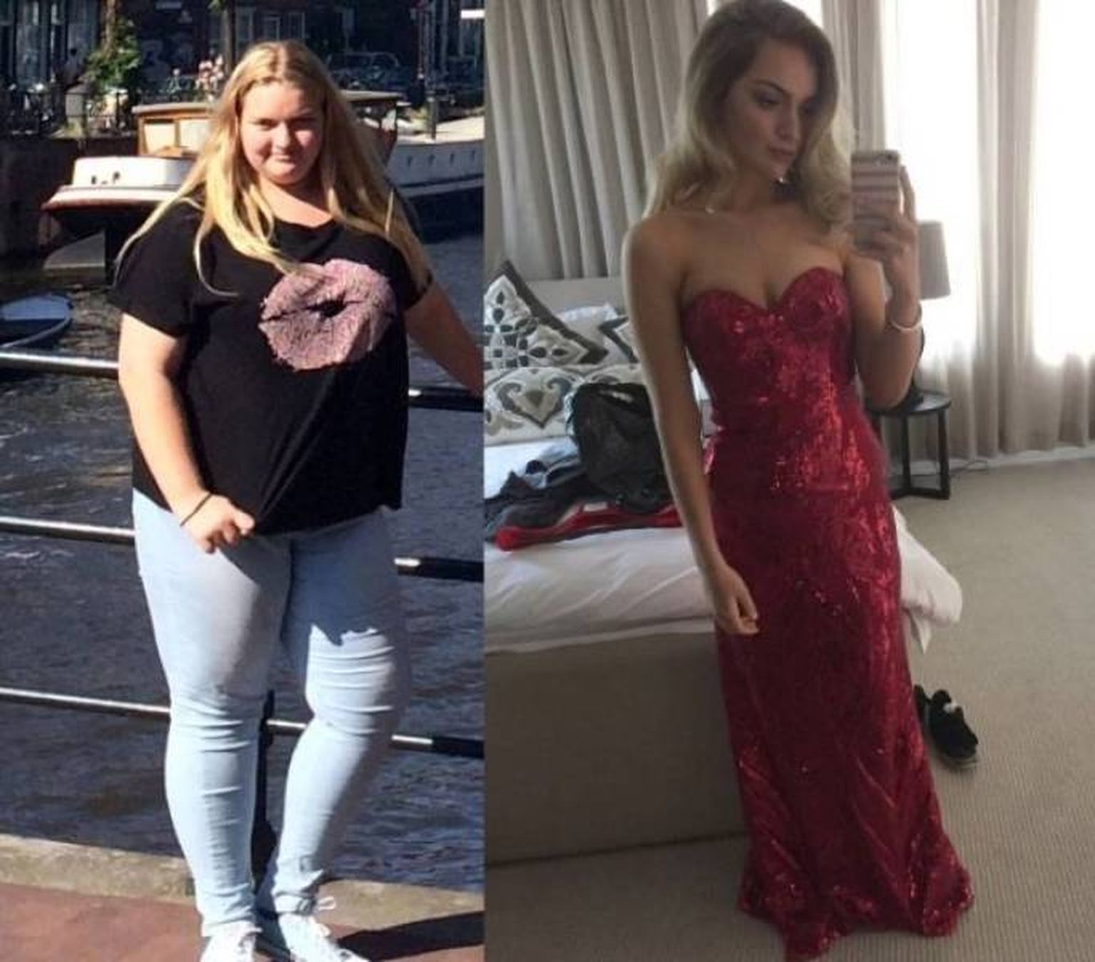 До и после похудения в платье
