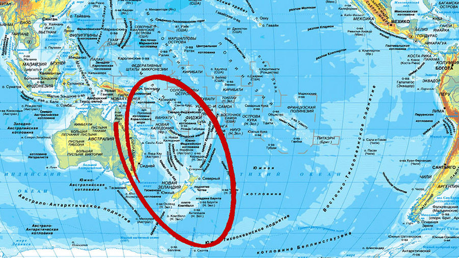 Карта островов тихого океана