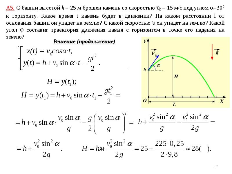 С какой скоростью бросили камень