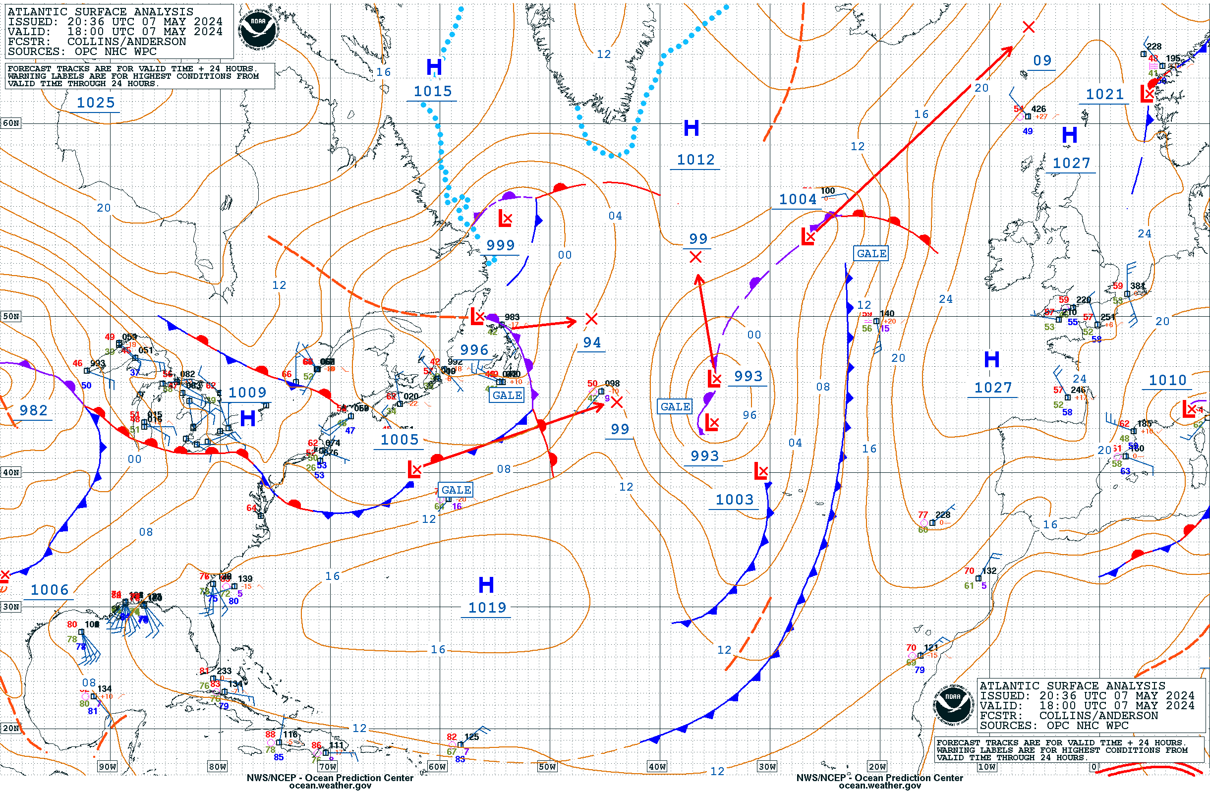 North Atlantic Surface Analysis