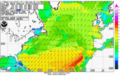 Latest 24 hour Atlantic wave period forecast