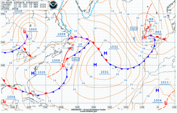 Latest 96 hour Atlantic surface forecast