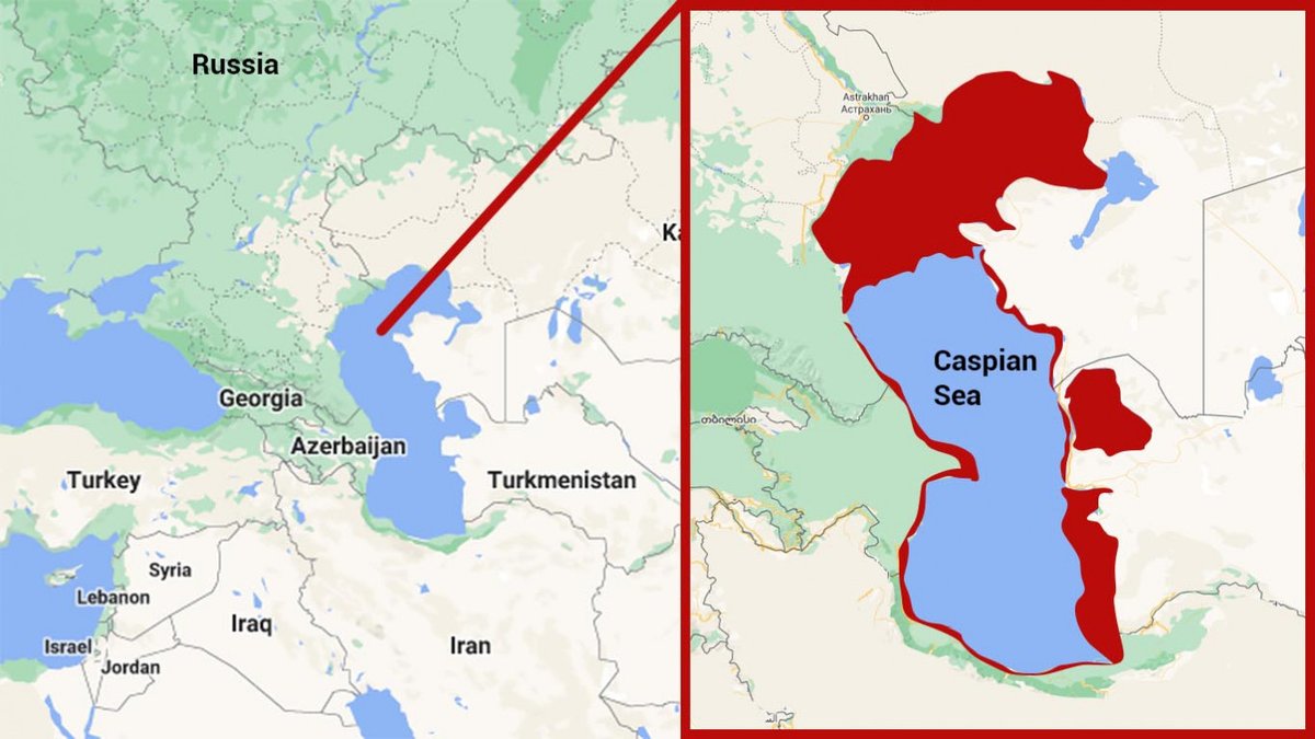 Подробная карта каспийского моря с населенными пунктами