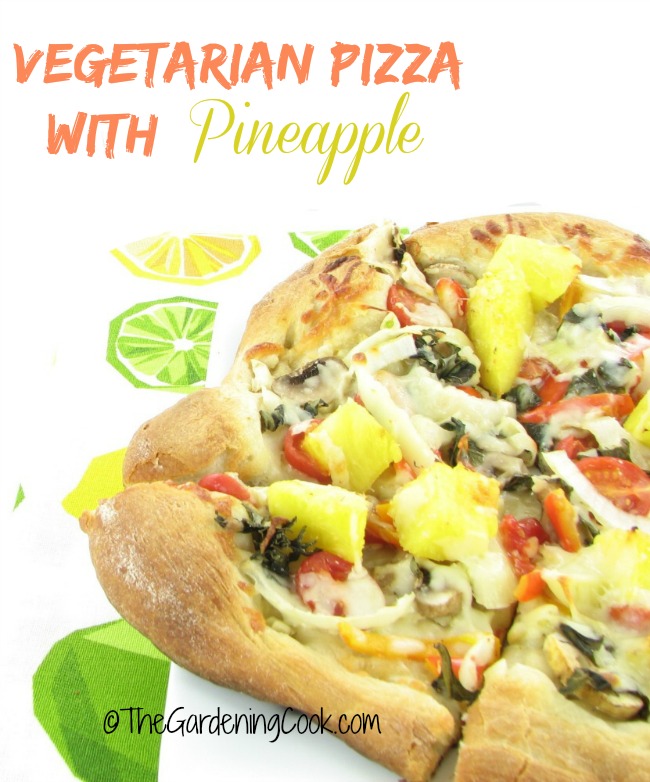 Vegetarian Pizza with Pineapple and Basil