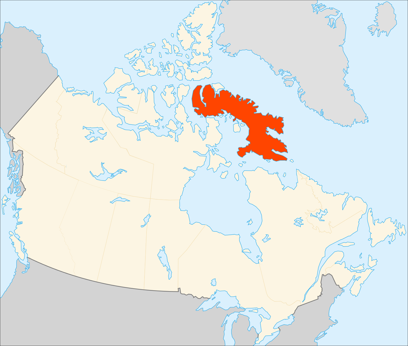 Остров Баффинова на карте Северной Америки