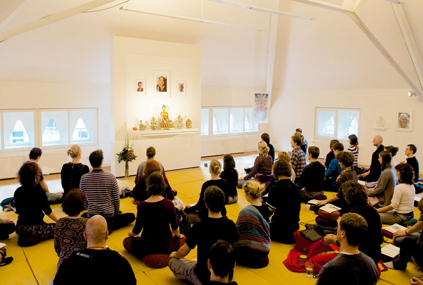 Group meditation in the Berlin Buddhist center