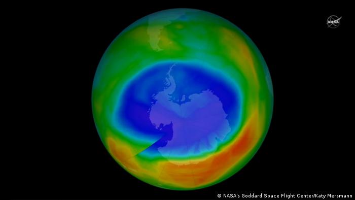 NASA illustration of ozone hole over Antartica