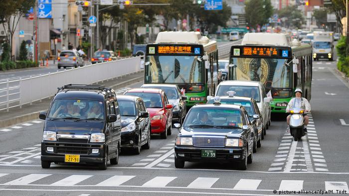 Traffic waits in Tokyo
