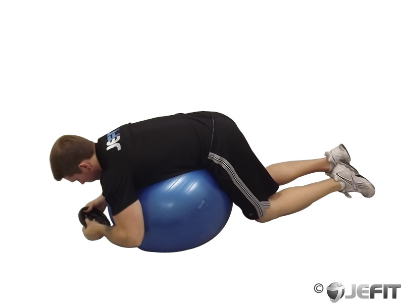 Weight Plate Hyperextensions on Exercise Ball